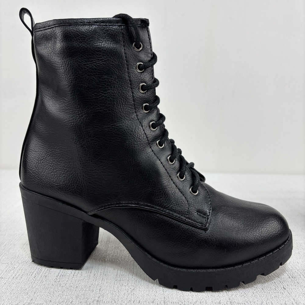 Zigi Soho Kourtlan Combat Boots Women 10‎ Black Excellent Block Heel Lug Sole